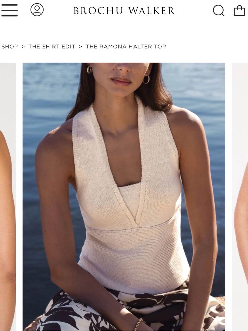 Brochu Walker The Ramona Halter Top Ecru Halter Knit Tank